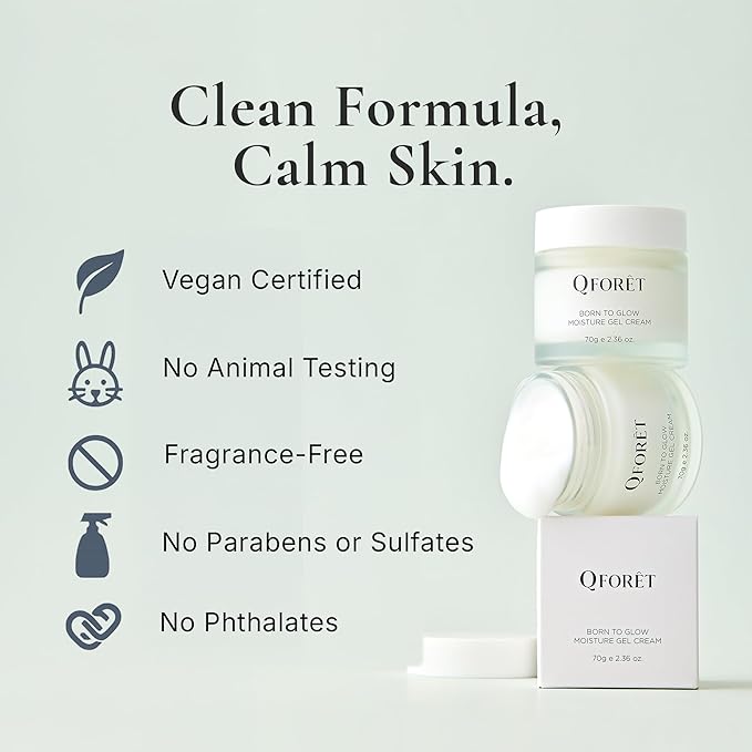 Born to Glow Face Moisturizer – Hydrating & Firming Gel Cream, Fragrance-Free Makeup Prep, Vegan Mucin + Ceramide + Peptides, K-Beauty, 2.36 fl oz