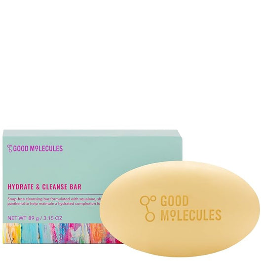 Good Molecules Hydrate and Cleanse Bar - Soap Free Bar with Shea Butter and Macadamia Seed Oil for Ultra Hydrating Body and Face Moisturizer - Skin Care