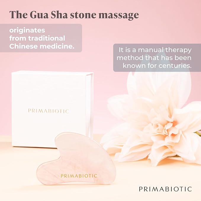 PRIMABIOTIC Gua Sha Stone – Facial Massage Tool for Wrinkles – Rose Quartz Guasha – Skin Care – Beauty Products – Massage Tool for Skin Care – Anti-Aging