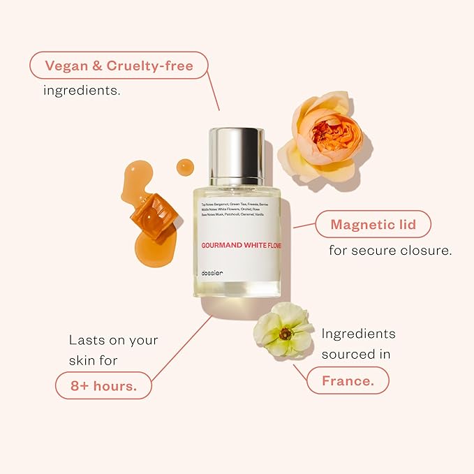 Dossier - Gourmand White Flowers - Eau de Parfum - Inspired by Viktor&Rolf's Flowerbomb - Perfume Luxury - Pure Infused - Paraben-Free - Vegan - For Women - Fragrance 3.4 Fl oz (Spray 100ml)