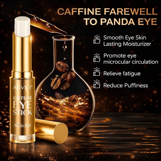 Caffeine Eye Stick Balm, Under-Eye Moisturizing Balm with Coffee Oil & Hyaluronic Acid, Solid Cream for Puffiness Look & Dry Skin, Daily Skincare for Men & Women
