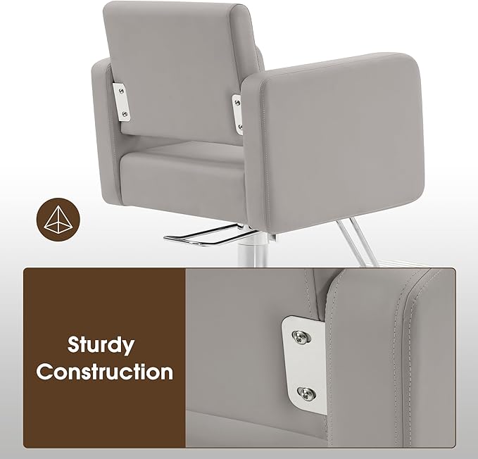 BarberPub Classic Styling Salon Chair for Hair Stylist, with Hydraulic Pump Shampoo Chair Beauty Barber Salon Spa Equipment 3805 (Grey)