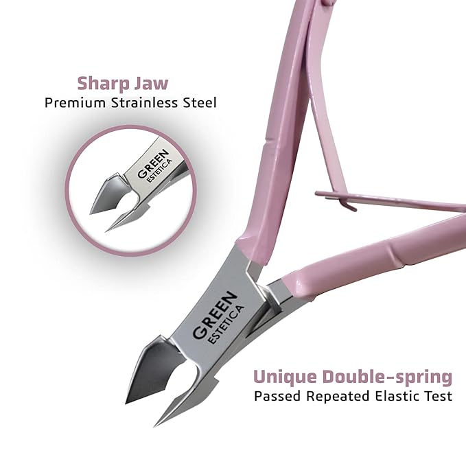 Professional Cuticle Trimmer with Cuticle Pusher Nail Cuticle Remover Nipper Silver Stainless Steel Sharp Blades Manicure Tools with Double Spring Nail Care Pedicure Nail Tools Home Spa (Rose)