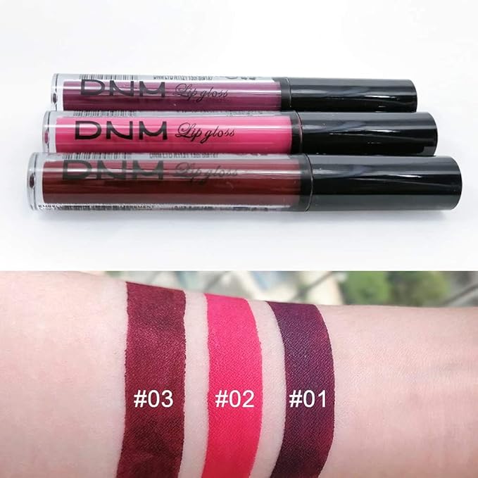 evpct 3Pcs Dark Purple Red Rose pink Matte Liquid Lipstick Sets for Black Women Matte Lipstick Lip Stain Long Lasting Waterproof 24, labial mate larga duracion 24 labiales mate 24 horas originales