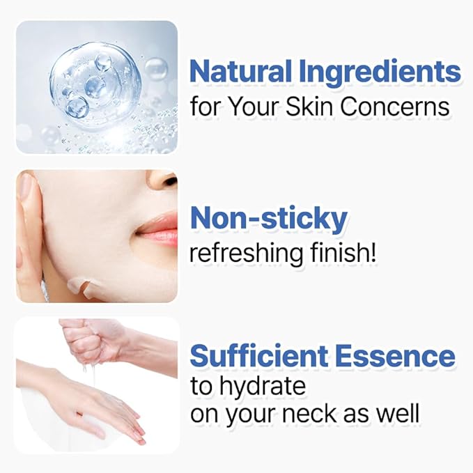 Solution Sheet Mask Variety Pack, 10 Count (5 Types x 2 Sheets), 0.74 fl oz Each, Korean Facial Sheet Masks for Daily Skincare