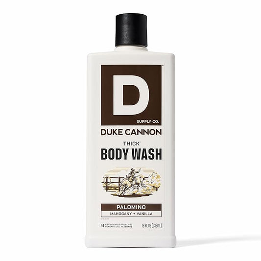 Duke Cannon Supply Co. Thick High Viscosity Body Wash – 3X Thicker, Cleansing Shower and Bath Gel, Mineral-Enriched for Men – Shower Gel – Men’s Body Scrub – Palomino (18 oz)
