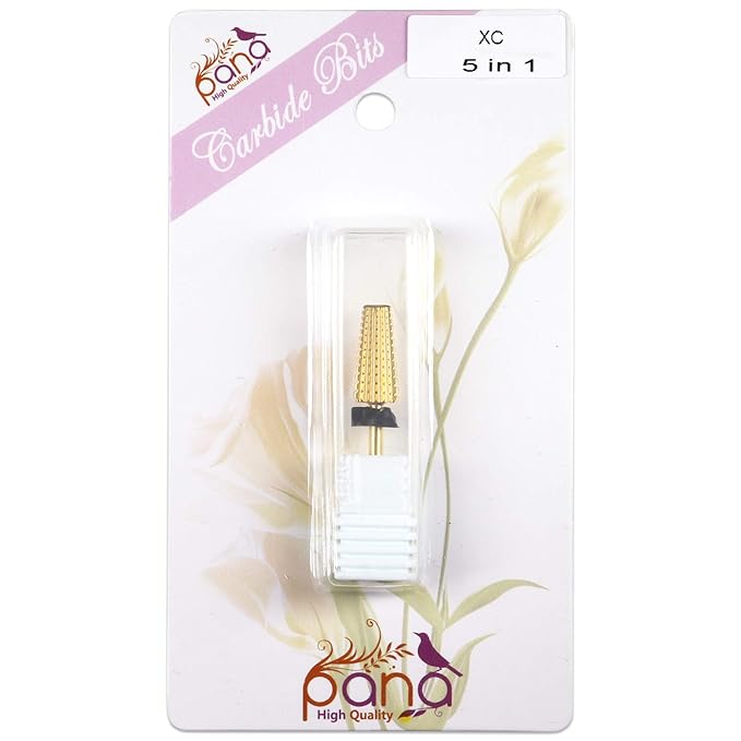 PANA 3/32" Shank 5-in-1 Nail Carbide Bit - (Triple Coarse - Extra Coarse Grit, Gold) - Two Way Rotate use for Both Left and Right Handed Fast remove Acrylic or Hard Gel Machine