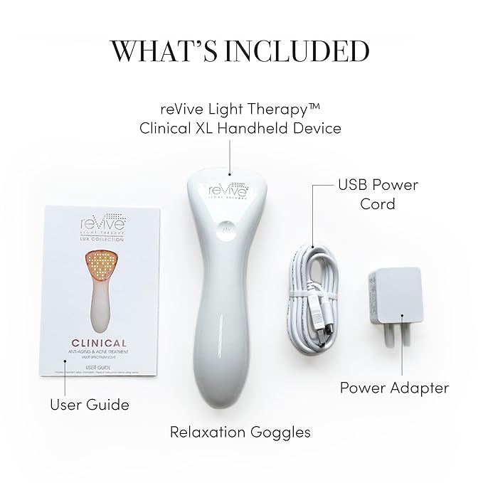 reVive Light Therapy Lux Collection Clinical Device for Aging and Acne, Red, Infrared & Blue Light Therapy Products for Wrinkles, Fine Lines, and Breakouts, Triangular Head, At-Home Acne Tools