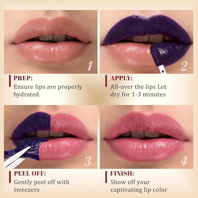 Kaely Chestnut Brown Lip Stain Peel Off Masque, Long Lasting Waterproof Smudge Proof Lip Tint, Non-Transfer Semi Permanent Lipliner Tattoo with Tweezer, Matte Finish, Vegan & Cruelty-Free, 03