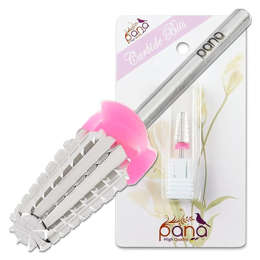 PANA 3/32" Shank 5-in-1 Nail Carbide Bit - (Triple Coarse - 3X Coarse Grit, Silver) - Two Way Rotate use for Both Left and Right Handed Fast remove Acrylic or Hard Gel Machine