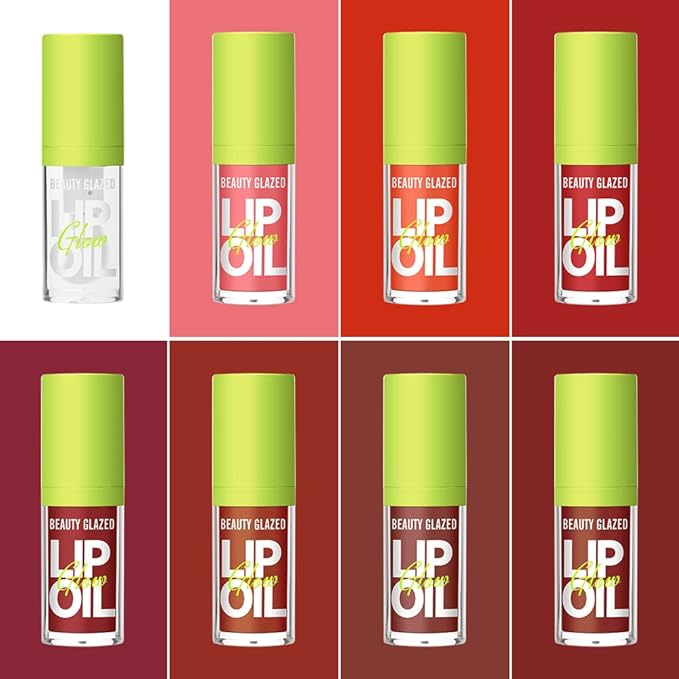 Beauty Glazed Big Brush Head Lip Oil, Ultra-Hydrating & Nourishing, Smooth Glossy Finish Lip Glow Oil, Shiny and Vegan Tinted Lip Gloss, Non-Sticky Formula (103# SWEET)