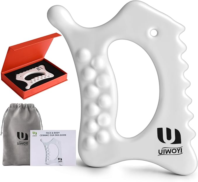 6-in-1 Ceramic Body Gua Sha Facial Tools | Lymphatic Drainage Tool, Face Sculpting Tool & Acupressure Tool | Body Guasha | Trigger Point Massage Tool for Fascia Massage and Cellulite