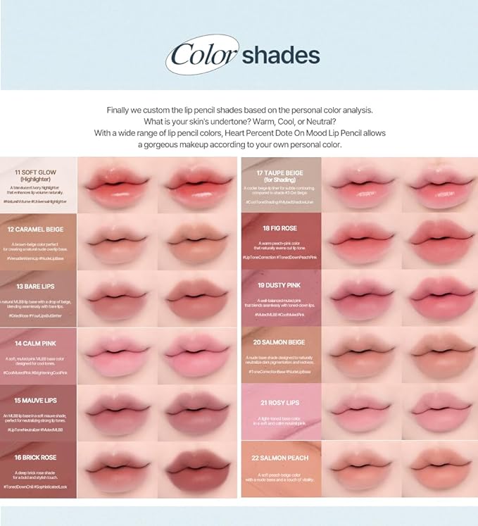 Heart Percent Dote On Mood Lip Liner Pencil, Long-Lasting Creamy Lip Crayon Smooth Lipliner Retractable Lipstick Overlip Line Color 0.8g, #08. Cloudy Mauve