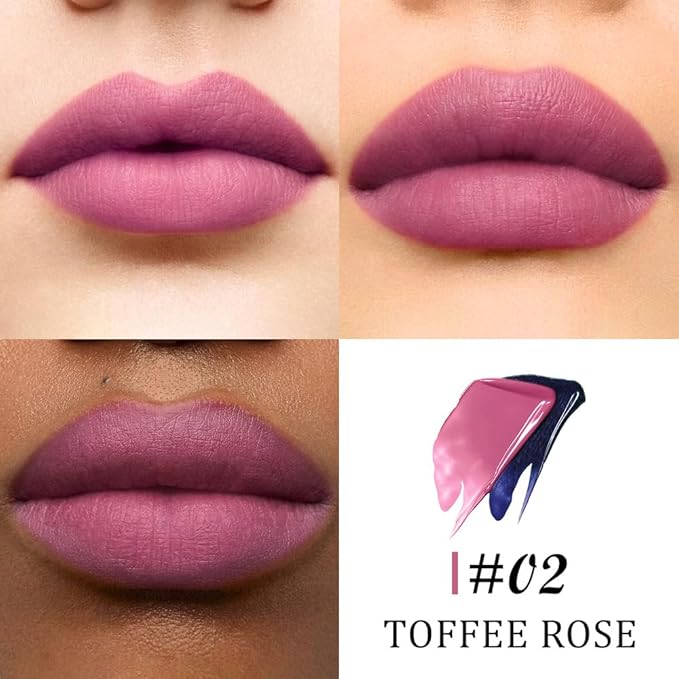 Kaely Toffee Rose Lip Stain Peel Off Masque, Long Lasting Waterproof Smudge Proof Lip Tint, Non-Transfer Semi Permanent Lipliner Tattoo with Tweezer, Matte Finish, Vegan & Cruelty-Free, 02