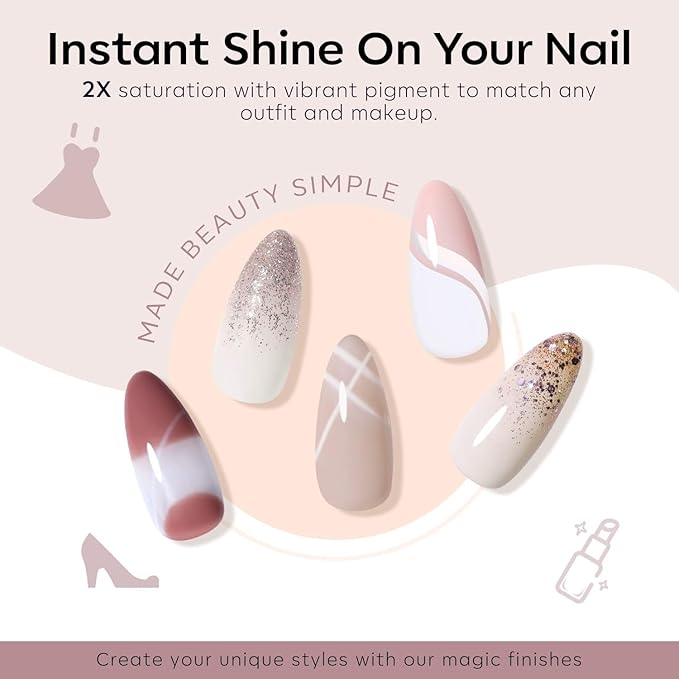 modelones Gel Nail Polish Set 6 Colors Fall Winter White Nude Brown Gel Polish Maroon Burgundy Red Champagne Gold Silver Tan Nail Art Design Kit Basic Soak Off Manicure Salon DIY Gift for Women Girls