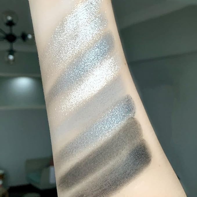MEICOLY 9 Colors Glitter Eyeshadow Palette for Halloween Elphaba Makeup,Upgraded Black Smokey Gray Silver Eyeshadow,Shimmer Matte Eye Shadow Eye Makeup with Mirror sombras negra para ojos para de ojos
