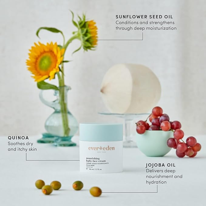 Evereden Dry Relief DUO - Face Cream (1.7oz) & Lip Balm (0.13oz) - Clean, Vegan & Easy to Use Toddler Chapstick & Baby Cream Bundle for Deep Soothing Hydration - Non-Greasy & Fragrance-Free