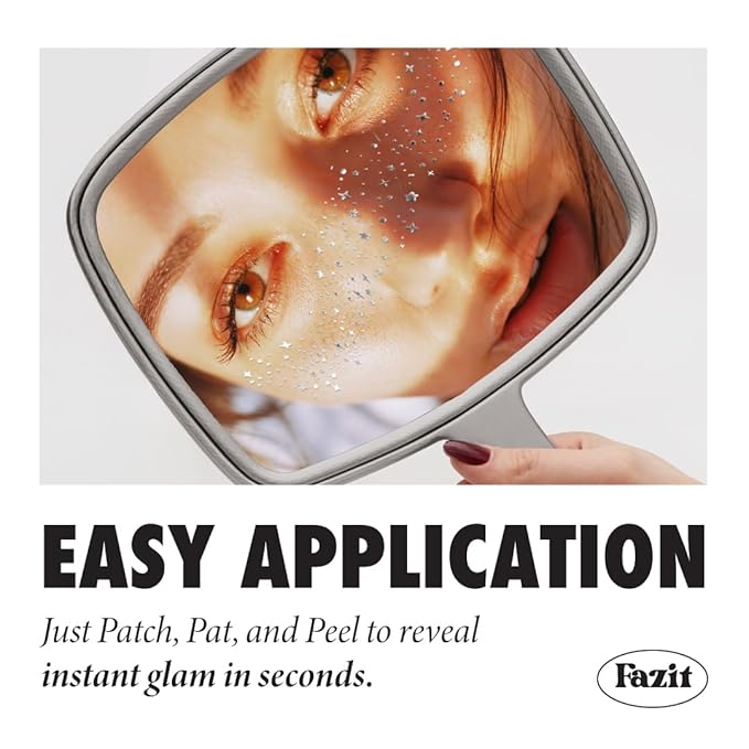 Makeup Patches - Silver - Face Glitter Makeup Speckles - Glow Up Makeup Patches - Face Glitter Speckles Patches - Cute Glitter Makeup Accessories for Women - Cosmetic Glitter for Face - 6 Count