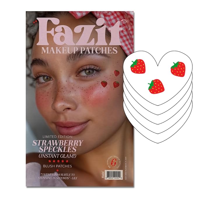 Fazit Makeup Patches - Face Makeup Patches - Beauty Face Makeup - Strawberry Speckles - Waterproof Strawberry Speckles - Temporary Face Strawberry Speckles For Women - 6 count
