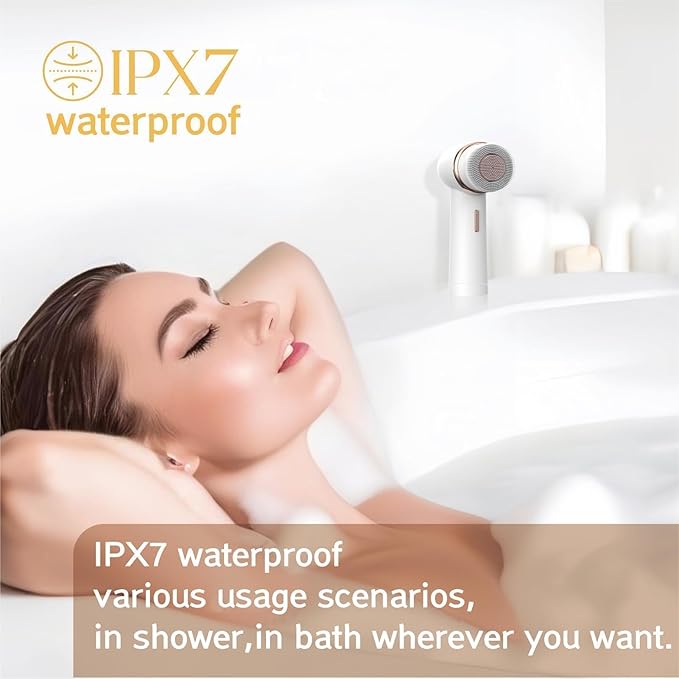 Electric Facial Cleansing Brush with Silicone and Bristle Brushheads,Gentle Electric Face Scrubber Exfoliator, Face Cleansing Brush, Face Wash Brush Machine, Rechargeable, Relief for Face Skin Issues