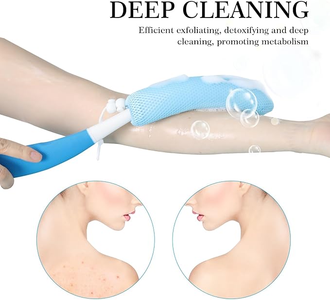 Long Handle Bath Brush, Anti-Slip Curve Handled Bath Body Brush, Back Scrubber for Shower, Easy Reach for Seniors, Suitable for Elderly/Pregnant Aid Bathing & Shower(Not include Brush handle)