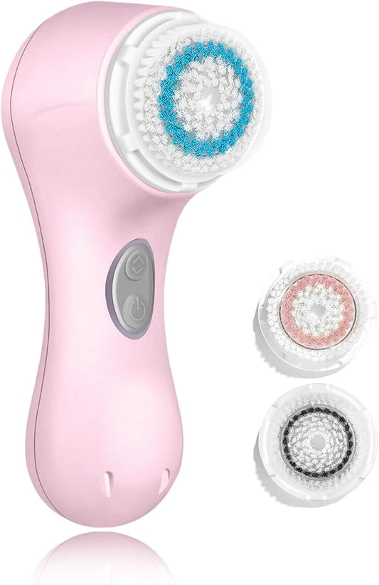 Microtree Electric Facial Cleansing Brush, Sonic Vibrating Rechargeable Face Scrubber Exfoliator, 2 Speeds for Gentle Clean, Face Wash Brush, Waterproof Face Cleansing Brush