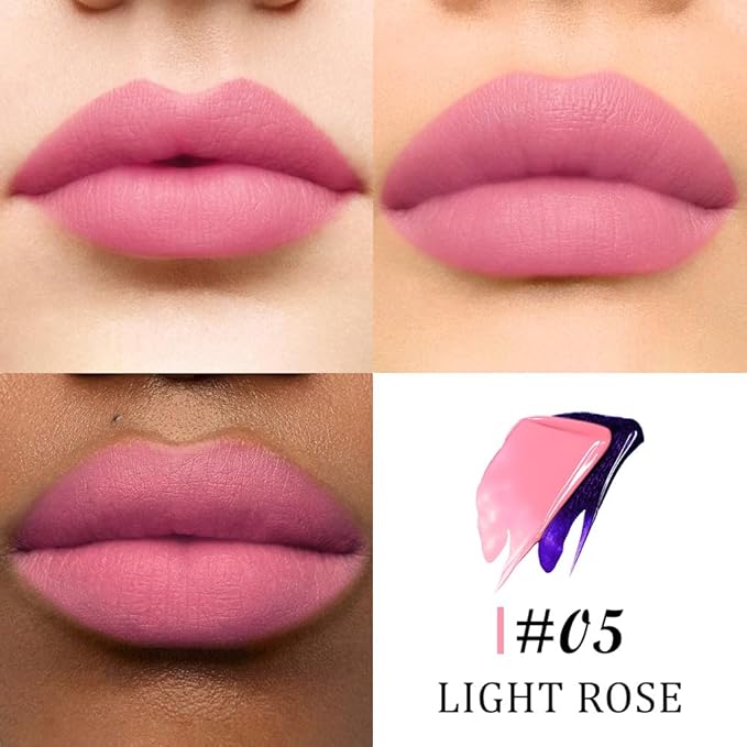 Kaely Light Rose Lip Stain Peel Off Masque, Long Lasting Waterproof Smudge Proof Lip Tint, Non-Transfer Semi Permanent Lipliner Tattoo with Tweezer, Matte Finish, Vegan & Cruelty-Free, 05