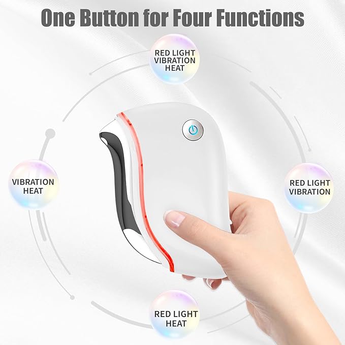 Aikertec Heat Electric Gua Sha Tool, 4-in-1 Multi-Function Face Massager, Facial, Double Chin, Awakening Skin, Deep Treatment