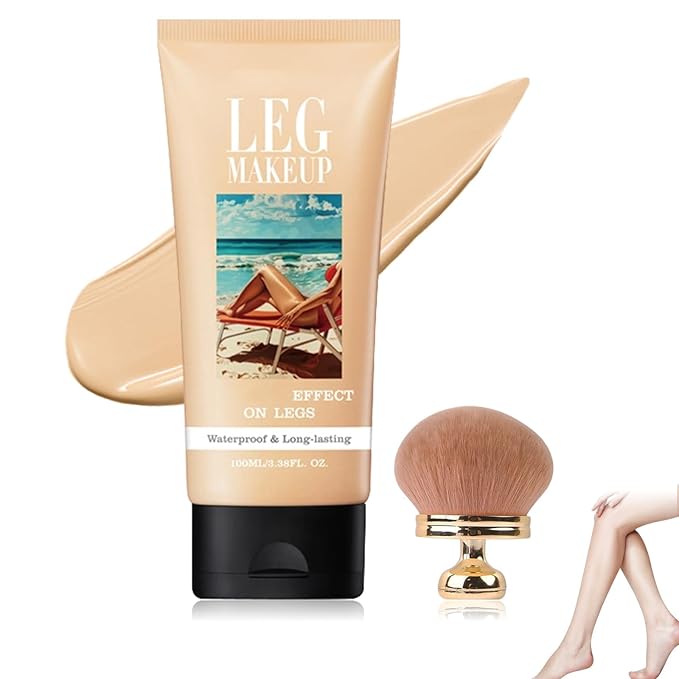 Legs Makeup Waterproof with Brush,No Transfer Body Concealer,Tattoo Cover Up Makeup Waterproof,Long Last Body Foundation for All Skin Tones,100ML (Fairest)