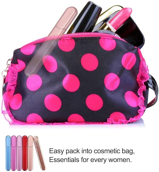 Premium Glass Nail File with Case, Crystal Diamond Salon Best Beauty Nail Buffer for Natural and Acrylic Nails Christmas Gift for Woman and Man,Pink