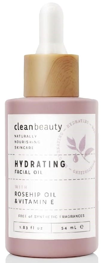 Clean Beauty Hydrating Rose Petal Facial Oil with Rosehip Oil & Vitamin E, Reduce Fine Lines & Dark Spots, Moisturize & Nourish, USA Made (1.83 fl oz)
