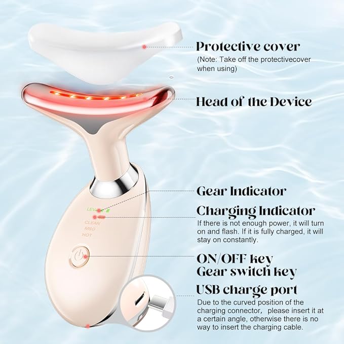 Neck Face Massager, Facial Massage Device with Thermal, Triple Action Colour Modes for Skin Care, Face Sculpting Tool for Double Chin(pink)