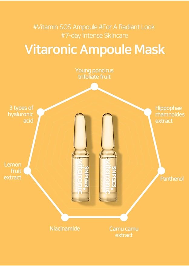 [K Beauty Snp] Variety Ampoule Sheet Mask Set & Vitaronic SOS Ampoule