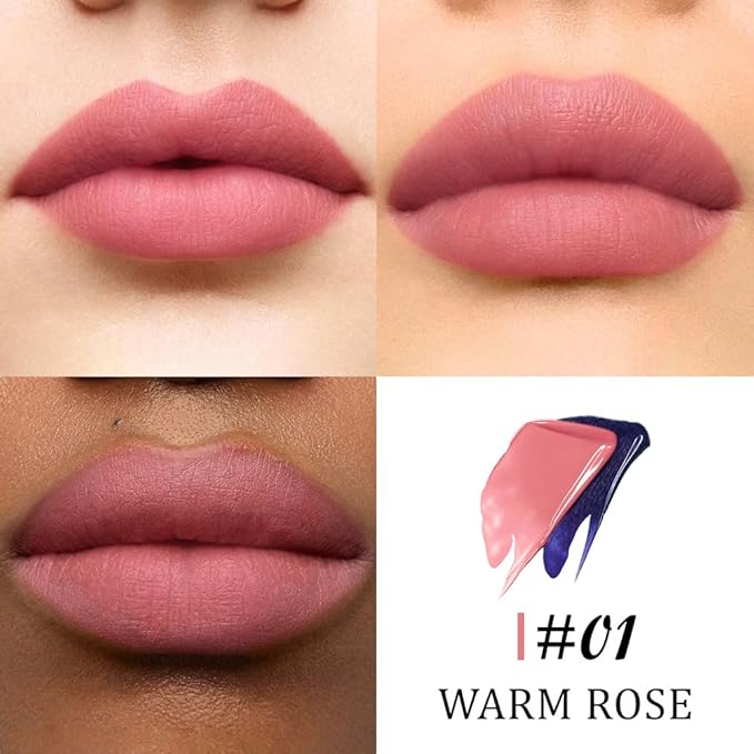 Kaely Warm Rose Lip Stain Peel Off Masque, Long Lasting Waterproof Smudge Proof Lip Tint, Non-Transfer Semi Permanent Lipliner Tattoo with Tweezer, Matte Finish, Vegan & Cruelty-Free, 01