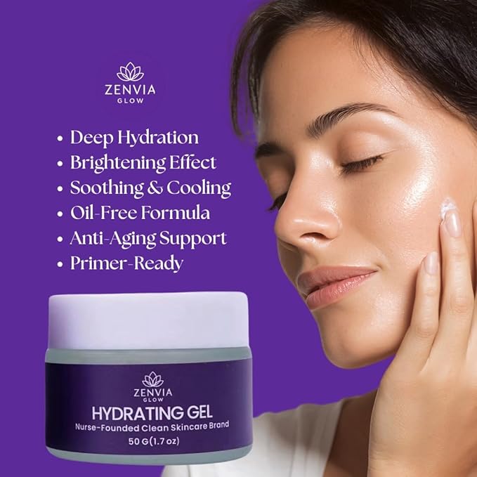 Gel Moisturizer for Face – Aloe Vera Gel for Face, Hydrating Gel Moisturizer, Face Cream Sensitive Skin, Oil-Free, Niacinamide & Vitamin E, Brightening & Soothing, Primer Friendly, 50 gram