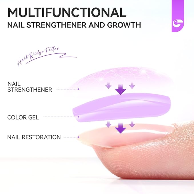 Nail Polish Strengthener and Growth: Lavender Haze 15ml Gelike EC 6 in 1 Natural Hardener - Long Lasting Nail Polish Hardener Extra Strong and Growth for Daily Work Home Salon