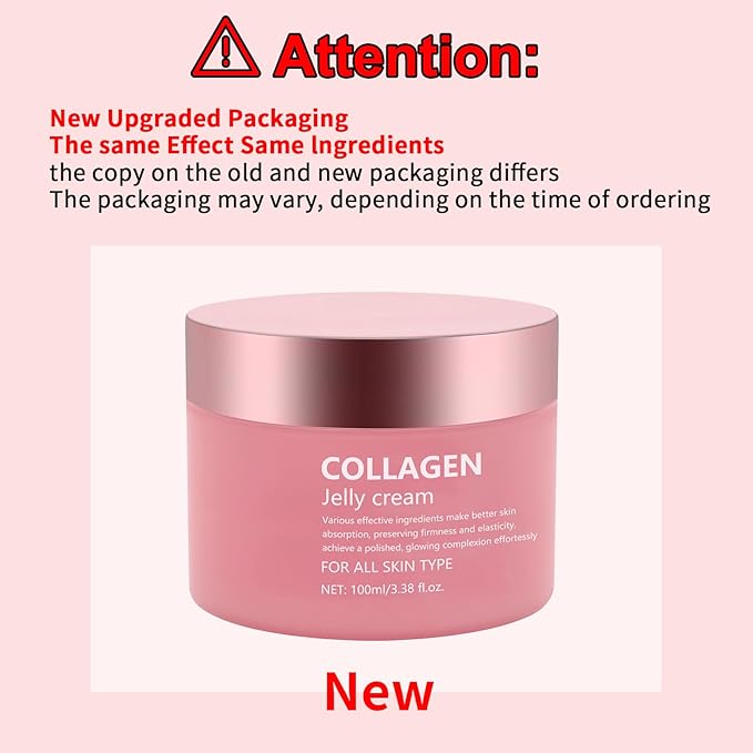 Collagen Jelly Cream - Contains Niacinamide & Freeze Dried Hydrolyzed Collagen -Elasticity & Hydration - Reduce Fine Lines & Dullness - Korean Glass-Shiny Skin Suitable for All Skin Types (3.38 Fl.Oz)