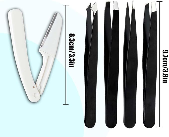 Tweezers Set [9+1 PCS] - Professional Stainless Steel Tweezers for Eyebrows – High-Precision Beauty Tools for Eyebrows, Facial Hair, Splinter & Ingrown Hair Removal