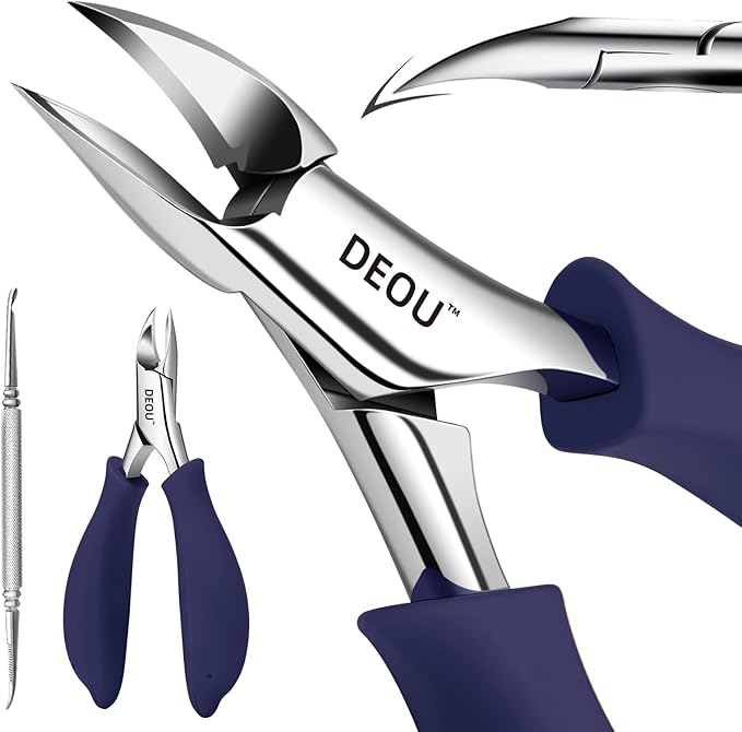 DEOU Podiatrist Toenail Clippers Ingrown Toenail Tools for Thick Nails and Inlaid Nails,Manicure and Pedicure Clippers,Heavy Duty Nail Clippers, Pedicure Tools (Dark Blue+Nail Remover)