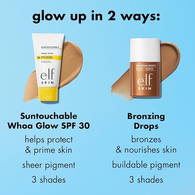 e.l.f. SKIN Bronzing Drops, Liquid Bronzer For Face & Skin, Creates A Sun-Kissed Glow, Infused With Vitamin E, Vegan & Cruelty-Free, Copper Gold