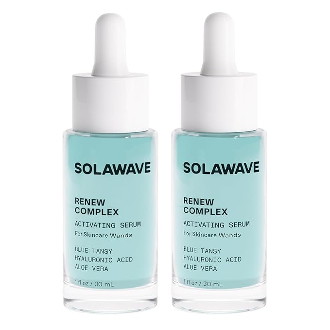 Solawave Renew Complex Red Light Therapy Activation Serum for Face & Neck | Pairs with LED Facial Wand Device | Hydrates & Plumps the Skin | Blue Tansy, Aloe Vera, Hyaluronic Acid (2 Pack - 1 Oz)