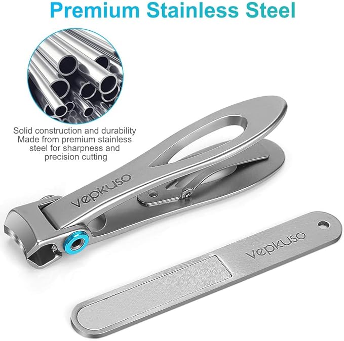 Nail Clippers for Men – Vepkuso Toenail Clippers for Thick Toenails for Seniors Wide Jaw Large Professional Fingernail Clippers Cutter Set for Tough Nails, Women, Adult,Gift Idea