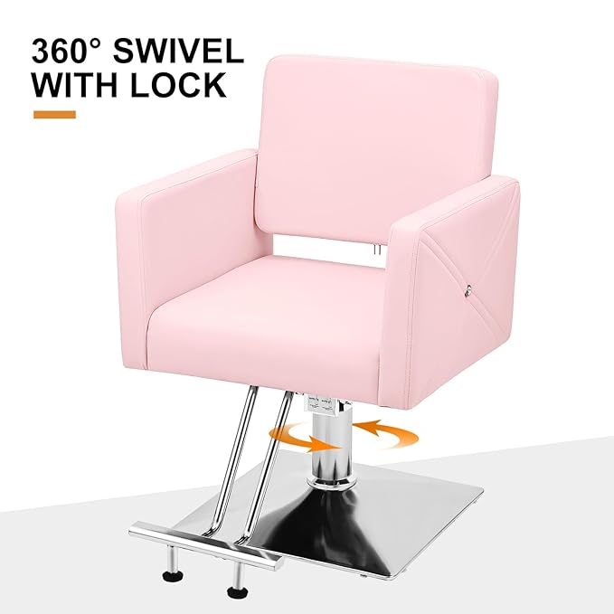 Artist hand Pink Salon Chair for Hair Stylist with Back Cover, Hydraulic Hair Chair 360 Swivel Barber Chair, Beauty Salon Equipment for Hair Stylist Women, Max Load Weight 330 Lbs