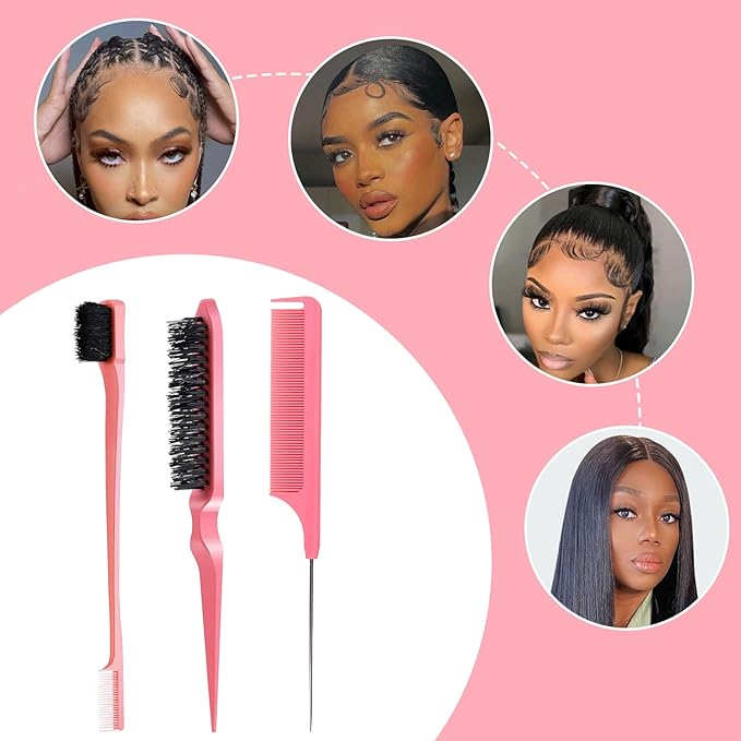 Hair Styling Set - Wax Stick, Edge Brush, Tail Comb for Wig Styling and Edge Control