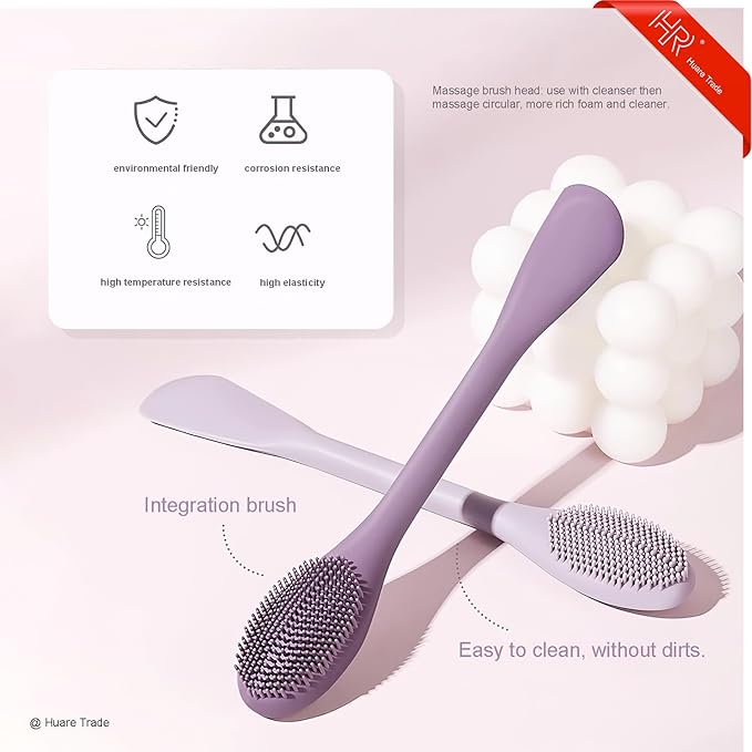 Silicone Face Mask Applicator 3 Packs, Huare Technology Facial Mask Brushes for Mud,Clay,Charcoal Mixed Mask,Soft Makeup Beauty Brush Tools for Apply Cream,Lotion (Pink+Purple+Gray)