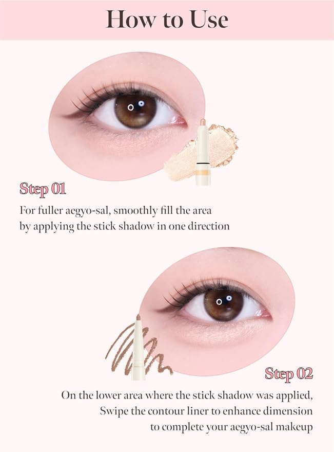 Idol AEGYO-SAL Maker 04 Ice Berry, 2-in-1 Under-Eye Highlighter and Contour Liner for Bright, Voluminous Eyes, Long-Lasting, Smudge-Proof Shimmer Stick with Natural Glow, Korean Beauty
