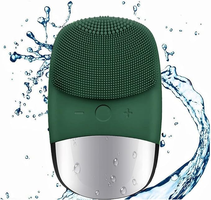 MEGAN Facial Cleansing Brush,USB Rechargeble Electric Silicone Face Scrubber,IPX7 Waterproof Sonic Facial Massager, 3 in 1 face Brush for Deep Cleanning, Blackhead Remover, Exfoliating. (Green)