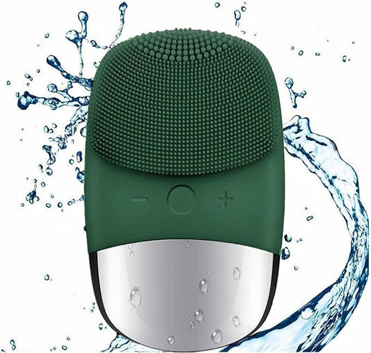 MEGAN Facial Cleansing Brush,USB Rechargeble Electric Silicone Face Scrubber,IPX7 Waterproof Sonic Facial Massager, 3 in 1 face Brush for Deep Cleanning, Blackhead Remover, Exfoliating. (Green)