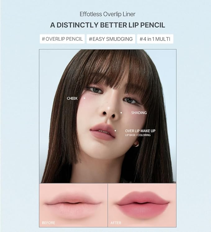 Heart Percent Dote On Mood Lip Liner Pencil, Long-Lasting Creamy Lip Crayon Smooth Lipliner Retractable Lipstick Overlip Line Color 0.8g, #03. Oat Beige