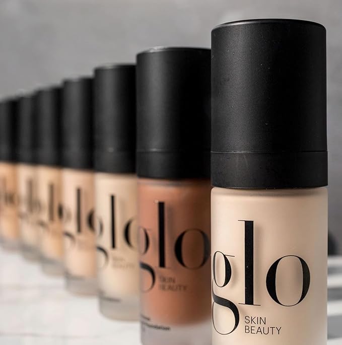 Glo Skin Beauty Luminous Liquid Mineral Foundation Makeup with SPF 18 (Linen) - Improves Uneven Skin Tone, Smooths & Corrects Imperfections, Sheer to Medium Coverage, Dewy Finish